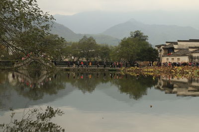 Scenic view of lake against sky