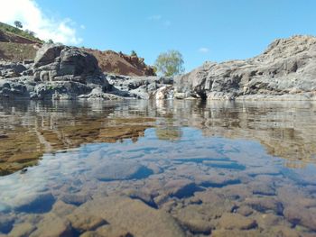 Scenic view of rock formations against sky