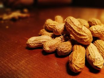 Close-up of peanuts on table