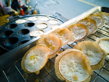 High angle view of breakfast on table