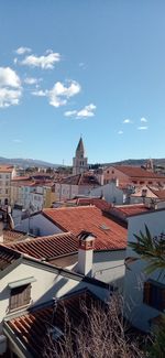 High angle view of townscape against sky
