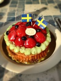 Close-up of strawberry served in plate