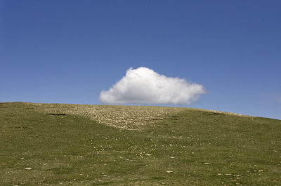 Panoramic view of landscape against blue sky