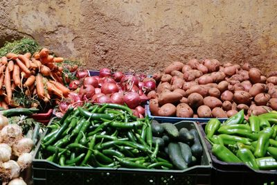 Vegetables for sale at market stall