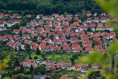 High angle view of residential district