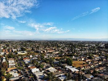 High angle view of townscape against sky