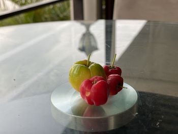 High angle view of fruits on table