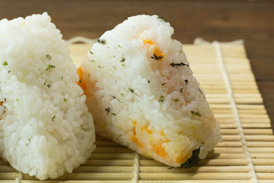 Close-up of sushi in plate