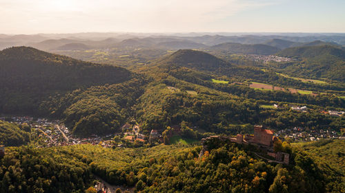 High angle view of landscape against sky