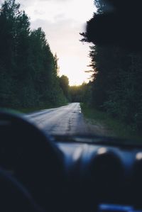 Empty road along trees