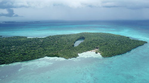 High angle view of sea against sky