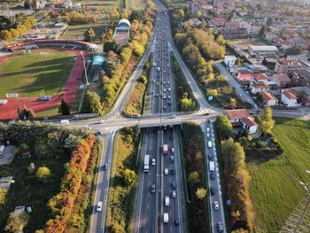 Aerial view of a highway