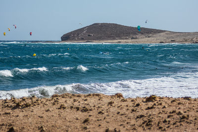 Scenic view of sea against clear sky