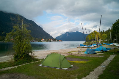 Scenic view of lake against sky