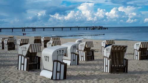 Deck chairs on beach