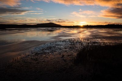 Scenic view of sunset over sea