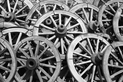 Old chariot wooden wheels in antique store in beysehir tr
