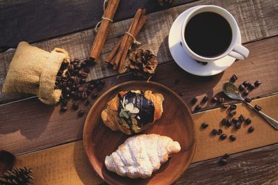 High angle view of food on table