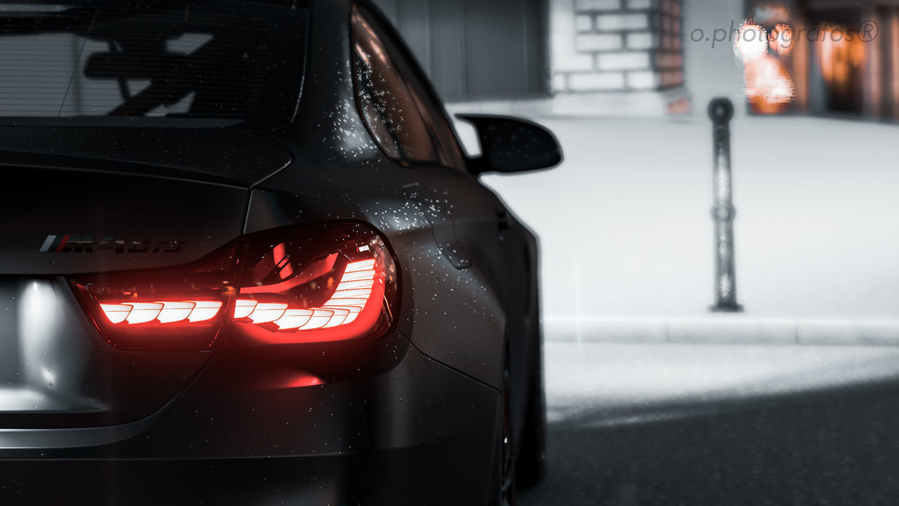 CLOSE-UP OF ILLUMINATED VINTAGE CAR