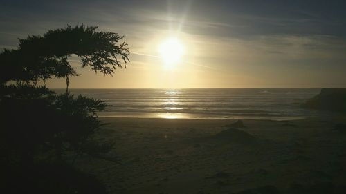 Scenic view of calm sea at sunset