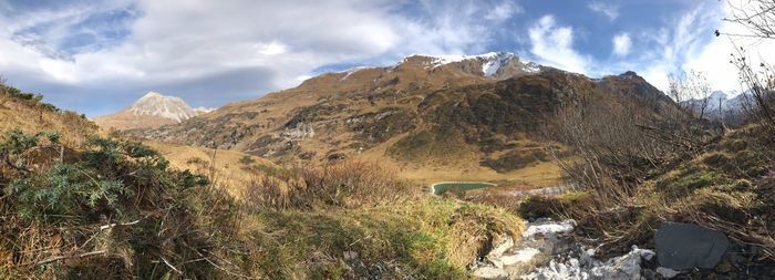 Panoramic view of mountains against sky