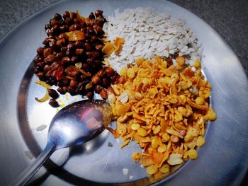 High angle view of meal served in plate