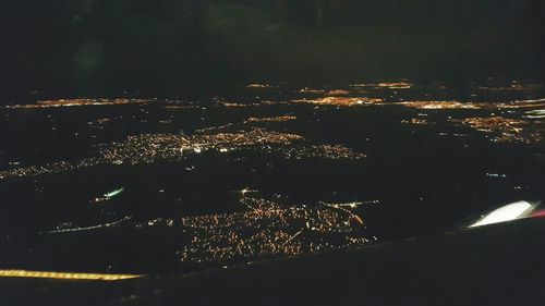 Aerial view of city at night