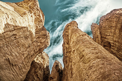 Panoramic view of rocks on sea shore