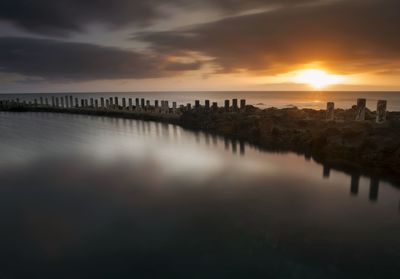 Scenic view of sea against sky during sunset