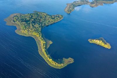 High angle view of island amidst sea