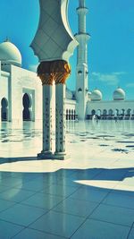 Architectural columns against blue sky