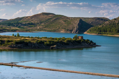 Scenic view of lake against sky