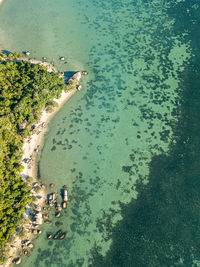 High angle view of people on beach