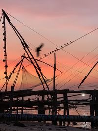 Fishing nets during sunset at fort kochi, india. 