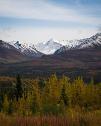 Scenic view of mountains against sky