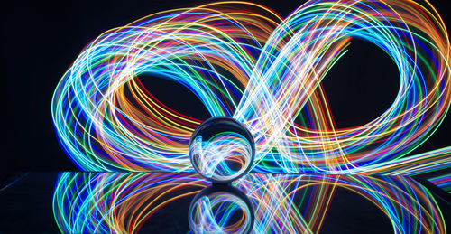 Multi colored light painting at night