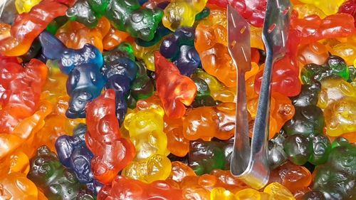 Full frame shot of multi colored candies in market