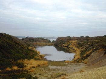 Scenic view of lake against sky