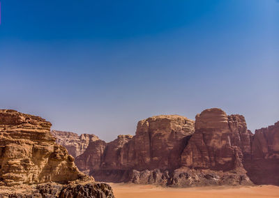 Rock formations against clear sky