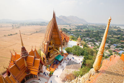 High angle view of people visiting temple