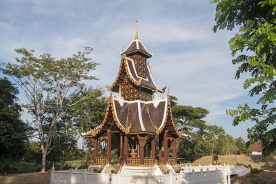 Low angle view of traditional building against sky