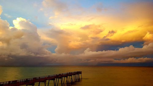 Scenic view of sea against sky at sunset