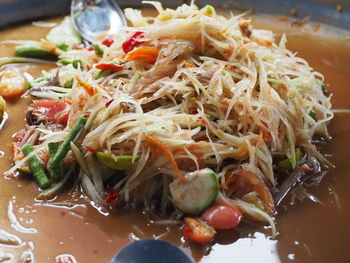 Close-up of food served in plate