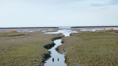 Scenic view of beach against sky