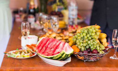 Close-up of food on table