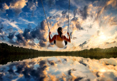 Reflection of people in water