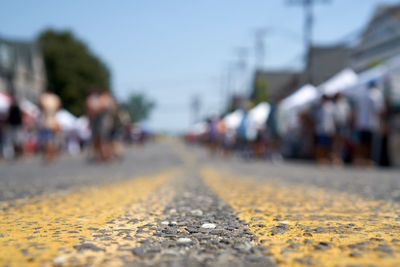 Surface level of road against sky