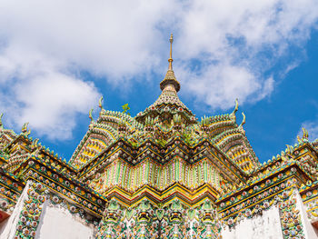 Low angle view of temple building against sky