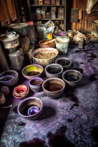 High angle view of food on table