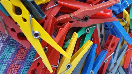 Detail shot of colorful pegs